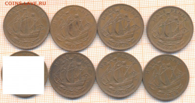 Великобритания полпенни 1958-67 гг., фикс 5р - Великобритания полпенни 8 шт 2627