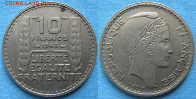 Монеты Франции 1919-1958г. по фиксу - 40.17. -Франция 10 франков 1948    197-АС77-3904