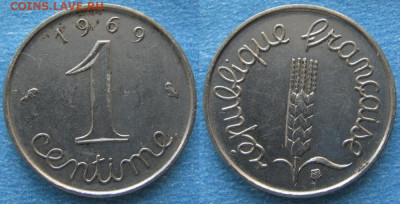 Монеты Франции 1962-2000г. по фиксу - 41.5. -Франция 1 сантим 1969    197-ас79-5551