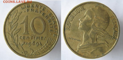 Монеты Франции 1962-2000г. по фиксу - 41.18. -Франция 10 сантим 1969