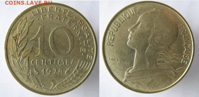 Монеты Франции 1962-2000г. по фиксу - 41.20. -Франция 10 сантим 1978