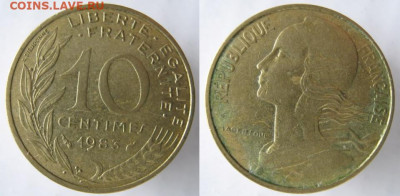Монеты Франции 1962-2000г. по фиксу - 41.21. -Франция 10 сантим 1983
