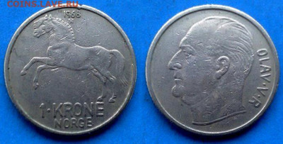 Норвегия - 1 крона 1968 года (Фауна) до 4.07 - Норвегия 1 крона, 1968