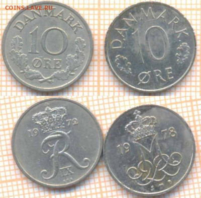 Дания 10 эре 1972,1978 г., до 04.07.2021 г. 22.00 по Москве - Дания 10 эре 1972 78 473
