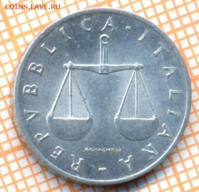 Италия 1 лира 1955 г., до 05.07.2021 г. 22.00 по Москве - Италия 1 лира 1955 3065а