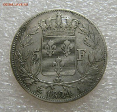 Королевство Франция. Людовик XVIII.  5 ФРАНКОВ 1824 года. - 5ФР1824 (5).JPG
