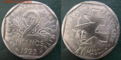 Монеты Франции 1960-2000г. по фиксу - 42.32. -Франция 2 франка 1993    005