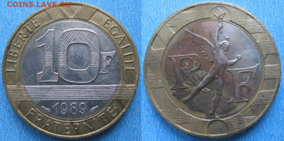 Монеты Франции 1960-2000г. по фиксу - 42.51. -Франция 10 франков 1989   120-ас58-10001