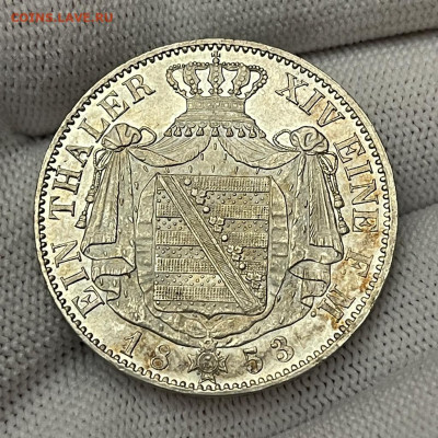 Саксония Фридрих Август II талер 1853 г. aUNC+ до 05.07 - IMG_2062.JPG