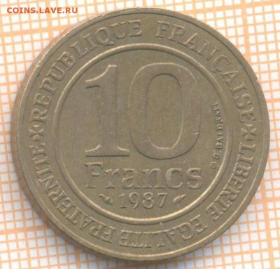 Франция 10 франков 1987 г., до 11.07.2021 г. 22.00 по Москв - Франция 10 франков 1987 2368а