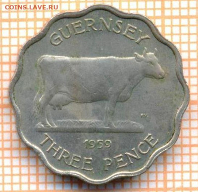 Гернси 3 пенса 1959 г., до 12.07.2021 г. 22.00 по Москве - Гернси 3 пенса 1959 2698