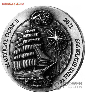 Монеты с Корабликами - sedov-nautical-ounce-antique-1-oz-serebro-moneta-50-frankov-ruanda-2021