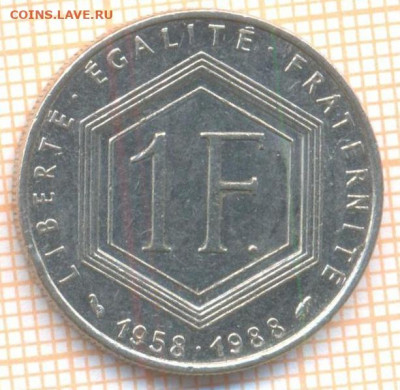 Франция 1 франк 1988 г., до 13.07.2021 г. 22.00 по Москве - Франция 1 франк 1988 2771
