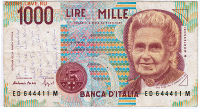 ИТАЛИЯ 1000 лир 1990 г. до 14.07.21 г. в 23.00 - 030