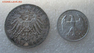 Пруссия. Император Вильгельм II. 5 МАРОК 1914 года. Бонус. - 5 МАрок1914 (7).JPG