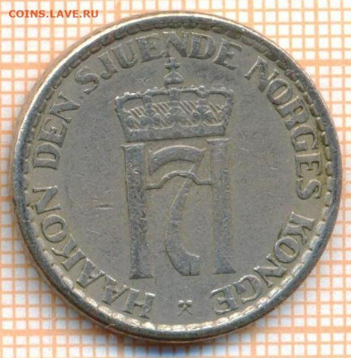 Норвегия 1 крона 1957 г., до 19.07.2021 г. 22.00 по Москве - Норвегия 1 крона 1957 3137а