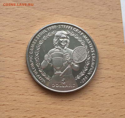 Крона Шайба Ниуэ 5$ долларов 1988 Олимпийские Игры Сеул - krona_shajba_niue_5_dollarov_1988_olimpijskie_igry_seul_tennis_shteffi_graf_sport_olimpiada