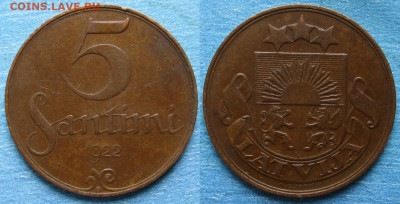Латвия 5 сантим 1922 до 20-07-21 в 22:00 - Латвия 5 сантим 1922    213-к105-4655