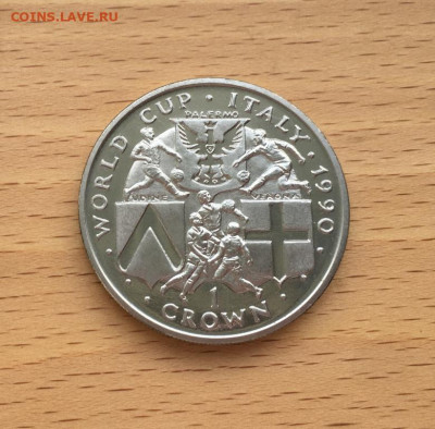 Крона Шайба Остров Мэн 1 крона 1990 Палермо Удине Верона - krona_shajba_ostrov_men_1_krona_1990_chempionat_mira_futbol_italija_palermo_udine_verona_sport