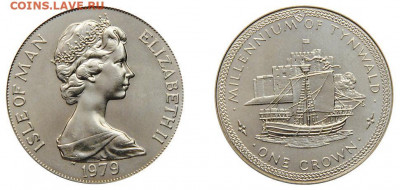 Крона Шайба Остров Мэн 1 крона 1979 Когг корабль - krona_shajba_ostrov_men_1_krona_1979_1000_let_tinvaldu_kogg_korabl_parusnik_flot_lodka