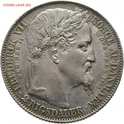 Дания 2 ригсдалера 1863 опознание - s-l1600