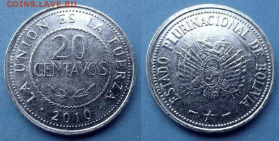 Боливия - 20 сентаво 2010 года до 22.07 - Боливия 20 сентаво, 2010