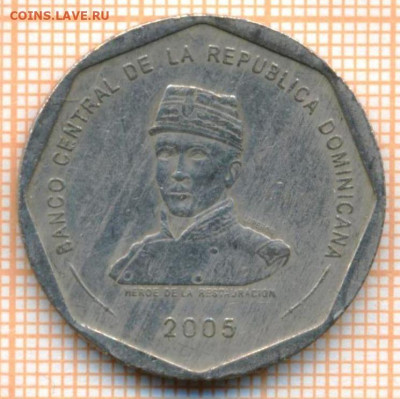 Доминикана 25 песо 2008 г., до 23.07.2021 г. 22.00 по Москве - Доминикана 25 песо 2005 3205а