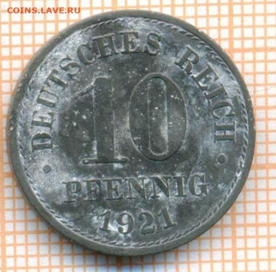 Германия 10 пф 1921 г., до 23.07.2021 г. 22.00 по Москве - Германия 10 пф 1921 3223