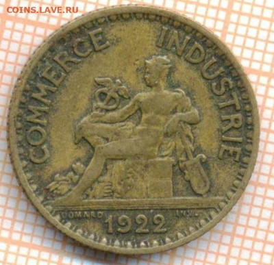 Франция 1 франк 1922 г., до  24.07.2021 г. 22.00 по Москве - Франция 1 франк 1922 3254