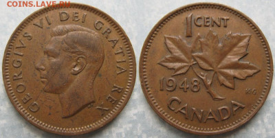 Канада 1 цент 1948 до 27-07-21 в 22:00 - Канада 1 цент 1948    186-к31-9676