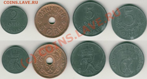 Дания 4 монеты 1929-51 до 02.05 - dania