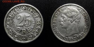 Дания – 25 эре (1907) до 28.07 (22.00) - Дания – 25 эре (1907) (Ag)