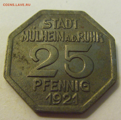 Нотгельд 25 пф 1921 Мюльхайм №1 27.07.2021 22:00 МСК - CIMG9888.JPG
