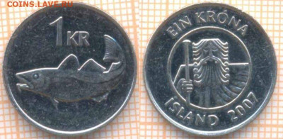 Таиланд,Куба,Кук,Исландия,Руанда, фикс - Исландия 1 крона 2007 1625