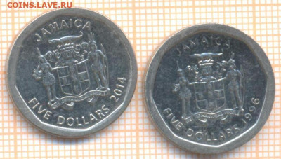 Ямайка 5 долларов 1996,2014 г., до 25.07.2021 г. 22.00 по М - Ямайка 5 долларов 2922