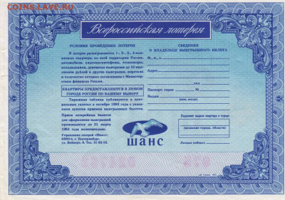Квартирная лотерея ШАНС 1993 г. Екатердо 01.08.21 г. в 23.00 - 002
