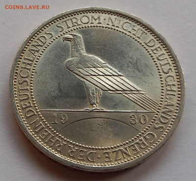 Германия. Веймар. 3 рейхсмарки 1930, Рейнланд. серебро,UNC - 1