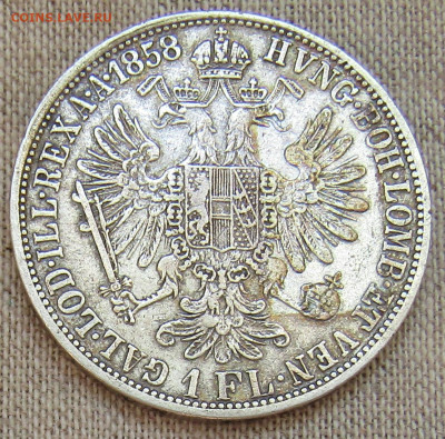 Австрия 1 флорин 1858 Франц Иосиф I Серебро 08.08 22.00мск - IMG_2408.JPG