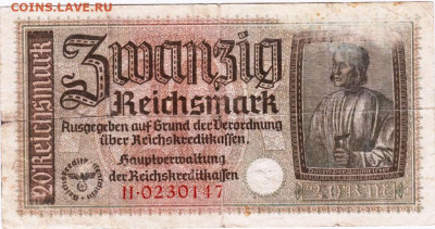 ГЕРМАНИЯ 20 марок 1939 -45 г. до 20.08.21 г. в 23.00 - 074