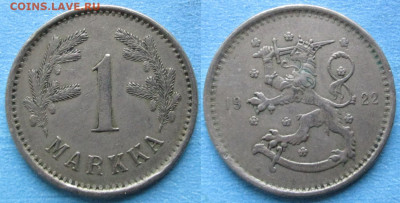 Финляндия 1 марка 1922 до 20-08-21 в 22:00 - Финляндия 1 марка 1922    200-ак97-11619