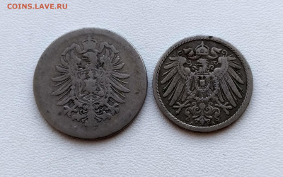 ГЕРМАНИЯ,10 пфеннигов 1876г и 5 пфеннигов 1901г до18.08.2021 - IMG_20210505_170350_HDR
