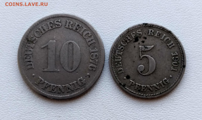 ГЕРМАНИЯ,10 пфеннигов 1876г и 5 пфеннигов 1901г до18.08.2021 - IMG_20210505_170336_HDR