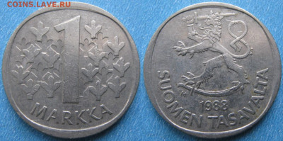 Финляндия 1 марка 1988 M до 21-08-21 в 22:00 - Финляндия 1 марка 1988 M    180-ас61-10134