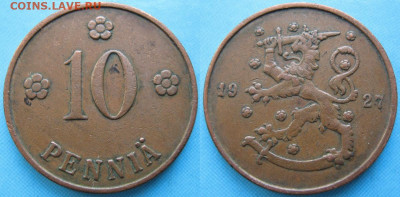 Финляндия 10 пенни 1927 до 21-08-21 в 22:00 - Финляндия 10 пенни 1927    166-к9-5106