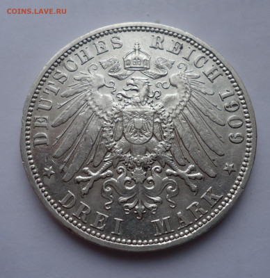 Германия 3 марки 1909 года  Шварцбург Зондерхаузен траурная - 02