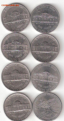 США: НИКЕЛЬ(5 Центов) - 8шт. как один лот 008 - Никель%285ц%29-8шт А 008