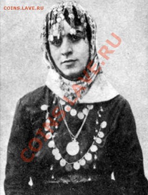 Жетон на монисто (?) - голова женщины и всадник на обороте - гречанка