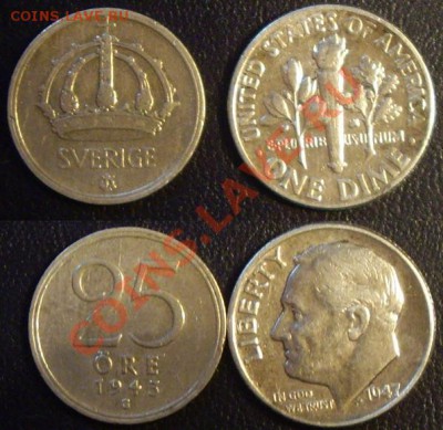Ag, 1 дайм 1947, 25 эре 1943, до 28.10.11 - дайм-оре.JPG