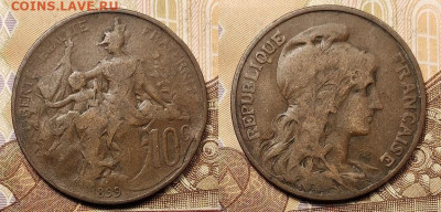 10 сантимов 1899 2шт. Франция 28.08.2021 - 040