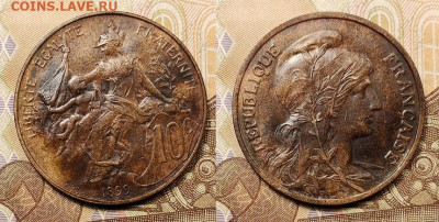 10 сантимов 1899 2шт. Франция 28.08.2021 - 042
